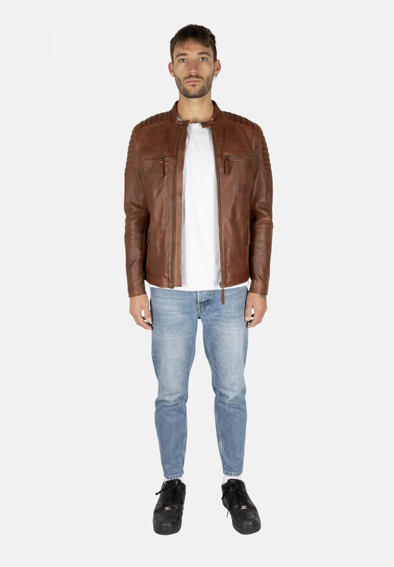 Harrison Brown Leather Jacket – Men's Genuine Biker Jacket