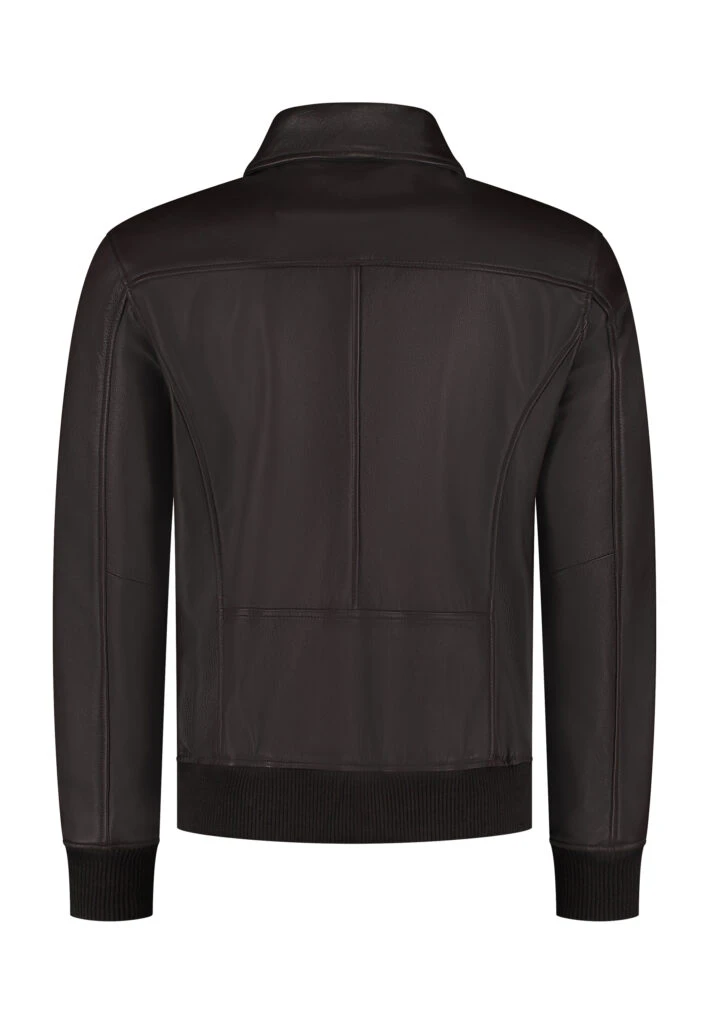 The Commendent – Men's Brown Leather Aviator Jacket with Removable Collar